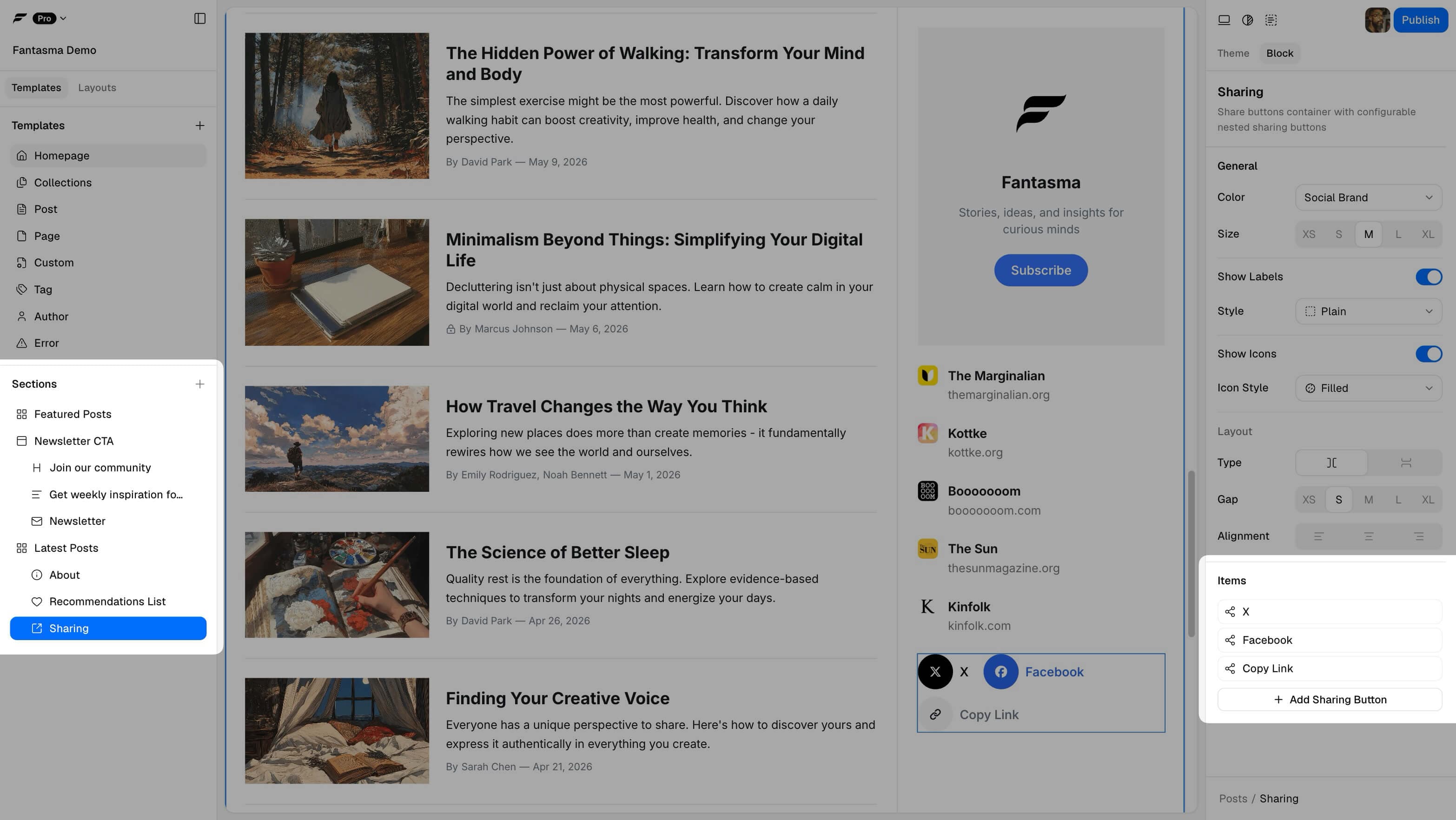 Fantasma builder UI - blocks