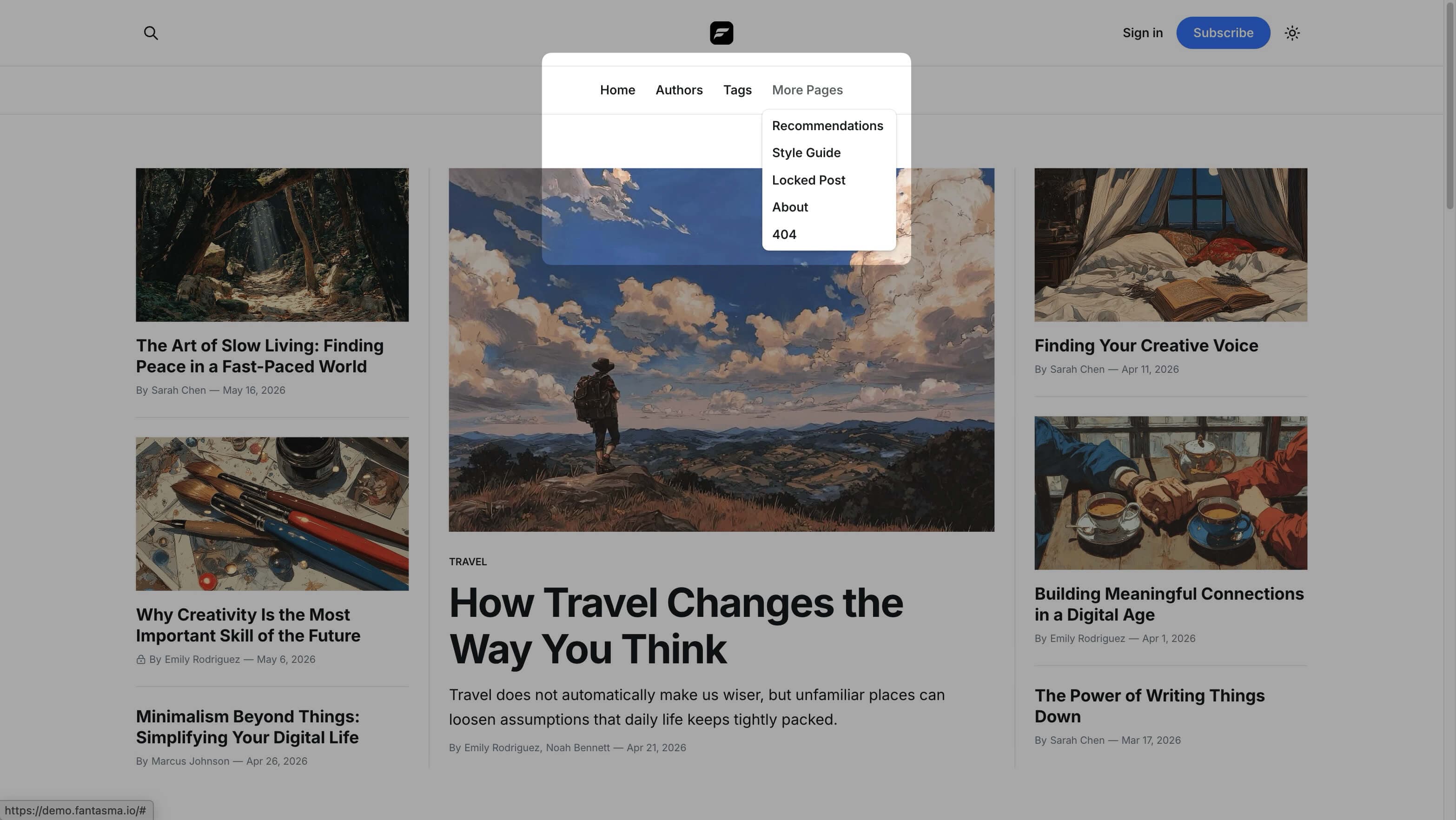 Fantasma navigation with dropdown